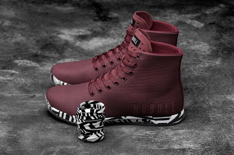 Dark / Red Nobull High-Top Cabernet Zebra Women's Trainers | CA C2056T